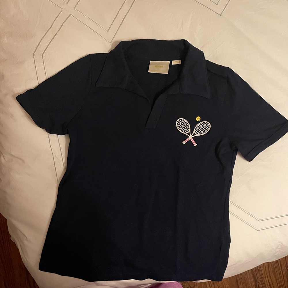 Maeve by Anthropologie  Polo Shirt with Tennis Racket Design